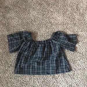 Urban Outfitters plaid off the shoulder top